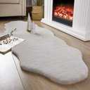 Ashler HOME DECO Ultra Soft Faux Rabbit Fur Chair Couch Cover Area Rug for Bedroom Floor Sofa Living Room Grey 2 x 6 Feet