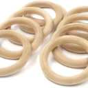 4 Inch Width Wooden Rings 10PCS for Macrame, Jewelry Making, and DIY Crafts, Unfinished Smooth Wood Rings, 3/5 Inch Diameter