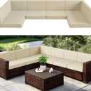 Codi 14-Piece Outdoor Cushions for Patio Furniture, 6 Seat (25.6'' x 25.6'') Waterproof Replacement Cushion Set - High-Density Foam, UV Resistant, Fits Wicker & Rattan Sectional Sofas Beige