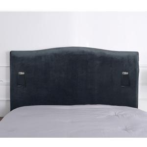 WOMACO Velvet Bed Headboard Slipcover with Storage Pockets, Queen Head Board Cover Protector Stretch Solid Color Dustproof Cover for Bedroom Decor (Dark Gray, 51" - 70")