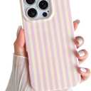 Yeddabox for iPhone 16 Pro Case Cute Striped Phone Case Soft TPU Slim Shockproof Phone Cover for Women Girls, Pink and Yellow