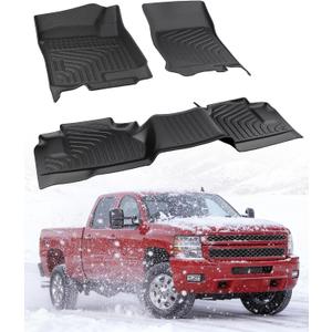for Chevy Silverado & for GMC Sierra 1500 Floor Mats 2007-2013 (Only for Extended Cab); for GMC Sierra 2500/3500 2007-2014; All Weather Waterproof TPE Floor Mats for Chevy Silverado Accessories