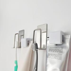 2 PCS Toothbrush Toothpaste Holder, Stainless Steel Toothbrush Holder Wall Mounted Adhesive Wall for Bathroom