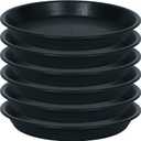 6 Pack Plant Saucer Drip Tray 11 12 inch, Pot Base for Plants Indoor, Plastic Flower Planter Saucers and Drip Trays for Outdoors, Heavy Durable Plant Plate Water Catcher (12", Black)