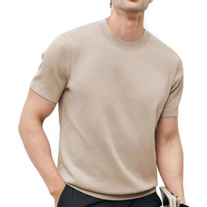 Fioboc Mens Shirts Knit Crew Neck Premium Moisture Wicking Shirt Short Sleeve Summer Tops S-4XL