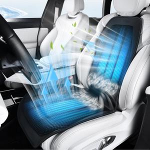 Upgraded Cooling Car Seat Cover Front Seat with Blowing&Suction, 12V-24V Ventilated Car Seat Cushion with 8 Turbo Fans, 3-Speed Adjustable Universal Fit Breathable Car Cushion for Summer Driving-Black
