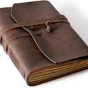 Leather Journal Notebooks for Work, A5 Size Diary, 6x8.1 Inch, Genuine Leather Journals for Writing, Vintage Style Personalized Journal, Ideal for Women and Men, Artists, Travelers, Dark Brown