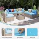 Aoxun 14pcs Patio Cushion Covers Replacement, Waterproof Outdoor Furniture Cushion Covers with Zipper and Non-Slip Bottom, Patio Sofa Couch 3 Sizes for Patio Sectional, Covers Only (Sky Blue)