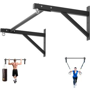 Pull Up Bar Wall Mounted, Heavy Duty 650 lbs Capacity Chin Up Bar, 48" Multi-Grip Strength Training Pull-up Bars, for Home Gym Garage/Backyard Total Body Workout, Ease Of Use Mounting (Black)