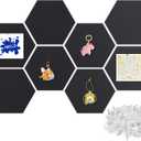 Hexagon Cork Boards-Tiles for Walls, 12 * 10 inch Modern Pinboard Set of 8 Small Cork Board for Office, Peel and Stick Adhesive Cork Board with 30PCS Push Pin