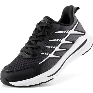 DREAM PAIRS Boys Girls Shoes Kids Tennis Athletic Running Footwear Lace Up Walking DuraPlay Breathable Lightweight Sneakers for Little/Big Kid (Black)