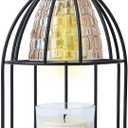 Candle Warmer Lamp, Auto Shut Off and Brightness Heat Level Control with Timer and Dimmable Switch, Top-Down Candle Melting with Marble Base and 2 Bulbs(Black)