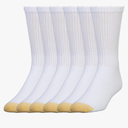 GOLDTOE Men's 656S Cotton Crew Athletic Socks, Multipairs 6 Pack, Large