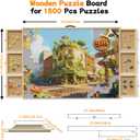 1500-Piece Rotating Puzzle Board with Drawers and Cover, Puzzle Tables for Adults, Portable Jigsaw Wood Table with 6 Storage Drawers, Non Slip Felt and Handle, Ideal Gift35.1"x26"