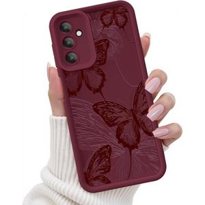 for Samsung Galaxy A15 5G Case, Creative Butterfly Pattern Design for Girl Women, Soft Silicone Shockproof Anti-Scratch Protection Phone Cover for Galaxy A15 (Burgundy Red Butterfly)