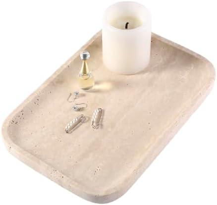 Marble Vanity Tray for Dresser Organizer, Travertine Bathroom Tray Countertop, Beige Decorative Serving Trays, Kitchen Sink Storage, Jewelry & Perfume Holder (Travertino Romano) Marble Vanity Tray for Dresser Organizer, Travertine Bathroom Tray Countertop, Beige Decorative Serving Trays, Kitchen Sink Storage, Jewelry & Perfume Holder (Travertino Romano)