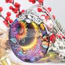 Sun and Moon Stained Glass Hanging Ornament - Christmas Tree Decoration Idea