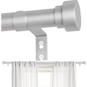 DMDG Silver Curtain Rods for Windows 32 to 120 Inch, Heavy Duty Curtain Rod Adjustable Length, 1 Inch Diameter Modern Decorative Curtains Rods(Silver,32-120")