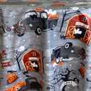 Newbridge 52 x 52 Inch Square Haunted Halloween Rustic Ghost Farm Vinyl Tablecloth with Flannel Backing, Ghosts, Barns, Pumpkins, and Spooky Truck Farm Scene, Easy Care Wipe Clean Table Cover