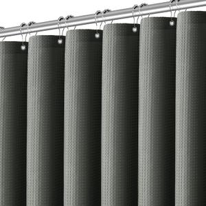 Extra Long Waffle Weave Shower Curtain 96 Inch Length Heavy Duty Shower Curtain for Bathroom, Machine Washable Water Resistant 256GSM Modern Shower Curtains with 12 Hooks, 72Wx96H Grey