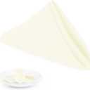 PLOYMONO Ivory Heavy Duty Cloth Napkins - 17 x 17 Inch Solid Washable Polyester Dinner Napkins - Set of 8 Napkins with Hemmed Edges - Great for Weddings, Parties, Banquets Dinner & More