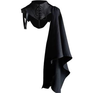 Mens Medieval Shawl Cloak Costume Half Shoulder Cape Renaissance Single Scarf Armor Steampunk Victorian Cosplay Black (X-Large)