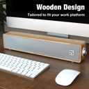 MICA Computer Speakers, Vintage Wired Computer Sound Bar, Retro Wooden Mini Soundbar, 3.5mm Aux Connection, USB Powered PC Speakers for Desktop Monitor, Laptop, Tablets (Yellow)