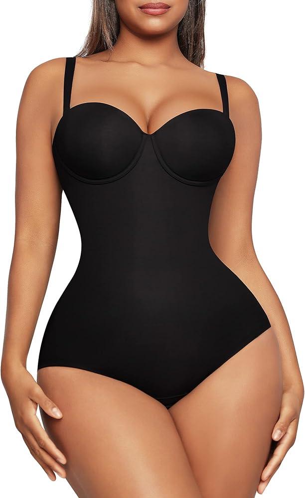 FeelinGirl Shapewear Bodysuit for Women Tummy Control Body Shaper Seamless Shapewear Cupped with Removable Straps
Size M