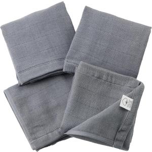 Muko Towel Double Gauze, Face Towel, Senshu Towel, Thin, Made in Japan, Quick Dry, Set of 4 Towels, Charcoal (Washcloths)