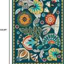 Joydeco Egypt Floral Washable Living Room Rugs 9x12, Dark Green Large Boho Bedroom Dining Room Rug Non Slip, Vintage Low Plie Indoor Throw Rug for Dining Room Nursery Dorm Classroom, 8'11" x 12'