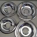 4 Pack Chrome Drip Pans, Compatible with Whirpool Kenmore Frigirate Stove Top Drip Bowls. Include 2 Pcs 6'' Range Replacement Drip Pans and 2 Pcs 8 '' Cooktop Drip Pans (Frigidaire, Silver)