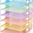 6 Pack Stackable Paper Tray Classroom, Pastel