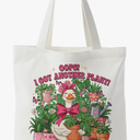 NATSUNO Plant Lover Gifts Canvas Tote Bag, Goose Gifts, Coquette Pink Bow Goose Plant Canvas Tote Bag for Gardeners Woman, Garden Themed Gift Reusable Grocery Bags Shopping Bags