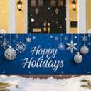 Christmas Garage Door Banner 7x16 ft  Happy Holidays with Snowflakes and Ornaments  Festive Outdoor Decoration for Garage, Yard, and Front Door  Waterproof, Easy to Hang (70)