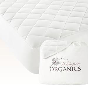 Whisper Organics Luxury Quilted Mattress Cover - Exquisite Softness, 100% Organic Cotton, 17-Inch Deep Pocket, King, Pure White