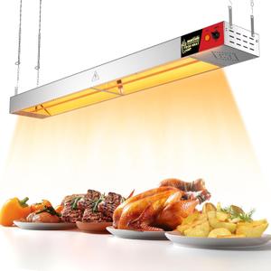 WantJoin Food Heat Lamp - 42 Inch Commercial Heating Lamp for Food Hanging Warming Lamp 850W Stainless Steel Electric Strip Heater with Warm Lights for Service Cafeteria Restaurant Kitchen