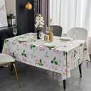 LIBERECOO Reinforced Vinyl Tablecloth with Flannel Backing Waterproof Oil-Proof Floral Plastic Table Cloth Stain-Resistant Wipeable Table Cover Not Stiff