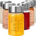 Glass Juice Bottles 6 Pack 10 oz - Wide Mouth Glass Water Bottles with Lids - for Juicing, Smoothies, Milk, Protein, BPA Free, Reusable, Stainless Steel Lids, Leak Proof, Shaker bottle (300 ml)