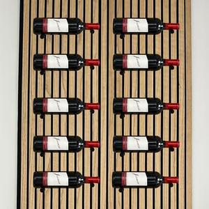 Wall Mounted Wine Rack (Set of 10-2 Studs Each) | Sleek and Narrow Black Aluminum Studs | Hanging Display for Wine and Liquor Bottles