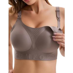 Smooth Nursing Bras for Breastfeeding Seamless Maternity Bras for Pregnancy Wireless Bralette with Extra Bra Extender (Large, Coffee Color)