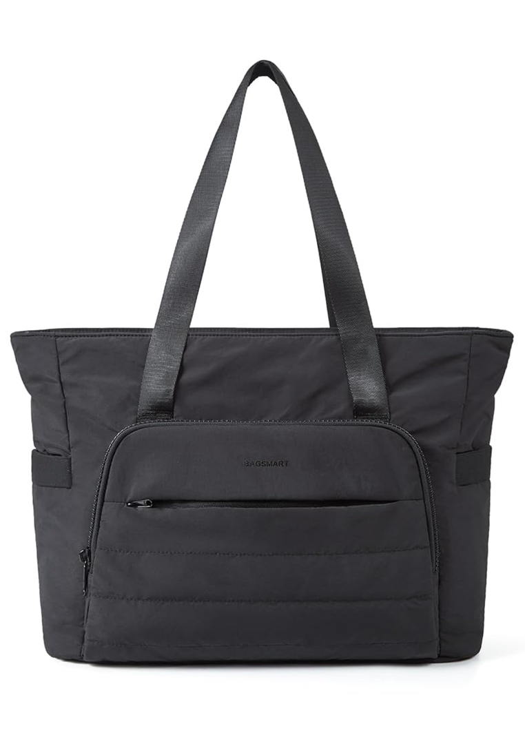 BAGSMART Tote Bag for Women, Lightweight Tote Bag with Yoga Mat Strap, Quilted Shoulder Bag Handbag for Daily, Work, Gym