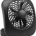 O2COOL Treva 5 Inch Battery Powered Fan Portable Desk Fan 2 Cooling Speeds with Compact Folding & Tilt Design Cubicle Accessories Small Portable (Black) (1 Unit)