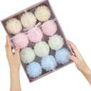 Pastel Christmas Tree Ornaments Decorations, 12 Pcs 3.1 Inch Macaron Shatterproof Foam Christmas Ball Ornaments Set, Christmas Tree Hanging Pendants Xmas Tree Decoration