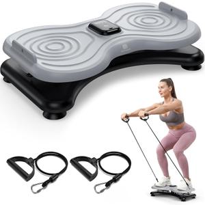 New Waist Twist Board with LCD Display and Resistance Bands, Ab Twister Machine for Abs Workout, Slim Waist and Core Exercise, Home Gym Equipment for Women & Men (Grey)