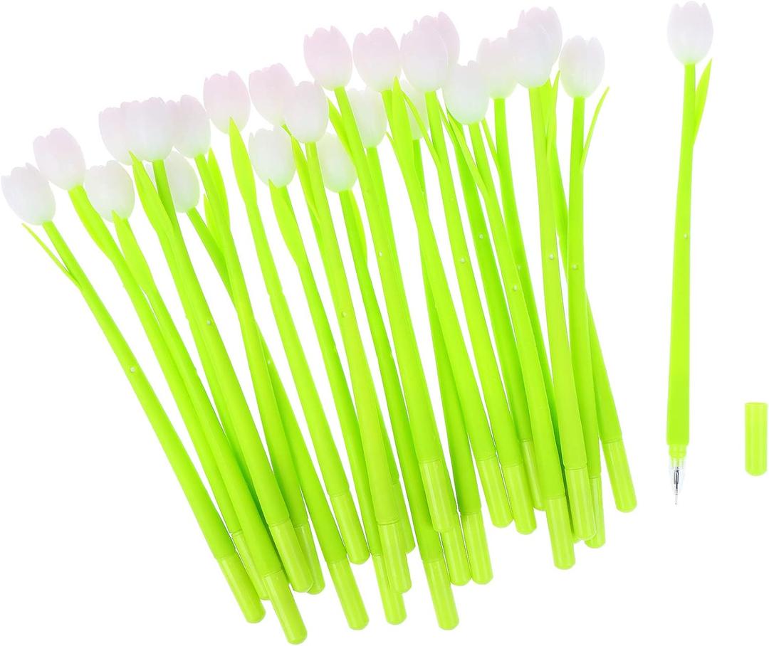 Color Changing Flower Pens - Pack of 30 Ballpoint Pens Creative Gel Ink Rollerball Pen for School Home Office Stationery Store Kids Girls Gift, Black 0.38mm (Tulip)