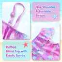 Girls Tankini Swimsuit Two Piece Bathing Suit Colorful Toddler Kids Ruffle Swimwear Adjustable Strap Summer Beach