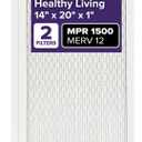 Filtrete 14x20x1 AC Furnace Air Filter, MERV 12, MPR 1500, CERTIFIED asthma & allergy friendly, 3 Month Pleated 1-Inch Electrostatic Air Cleaning Filter, 2-Pack (Actual Size 13.81x19.81x0.78 in)