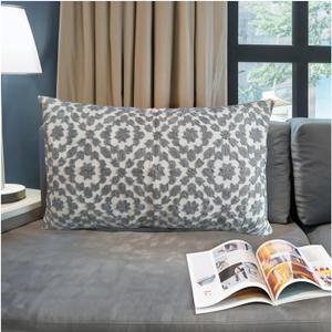 Throw Pillow Cover Decorative Lumbar Pillowcase Grey Silver and White 12X20 1PC 30x50cm Mina Gray Silver Embroidered Trellis Cotton Canvas Summer Bolster Pillow Cushion Shell (19.7" x 11.8" (Pack of 1))