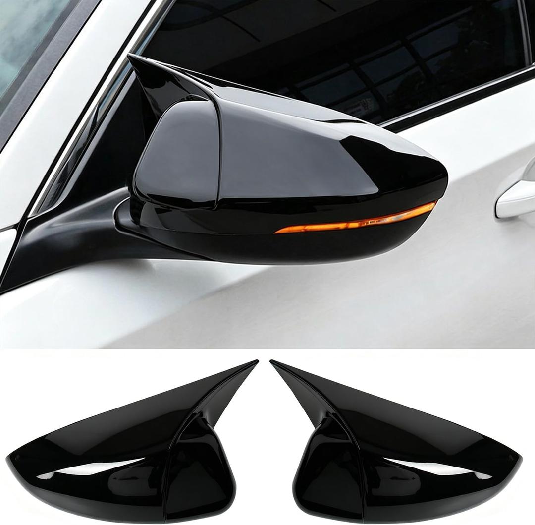 Compatible with 2018-2022 2023 2024 2025 Honda Accord Ox Horn Rearview Mirror Cover, Side Door Mirror Caps Trim for 10th 11th Gen Accord (Glossy Black)