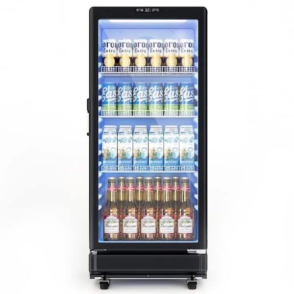 21.3 in. Single Zone 220-Cans Freestanding/Built-in Beverage Refrigerator Cooler in Black with LED Light, See-Thru Door